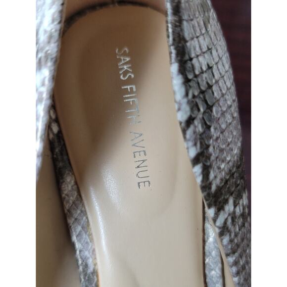 Saks Fifth Avenue Women's Cady Snake Print Leather Pump Slip On Pointed Toe  9M - Picture 8 of 10